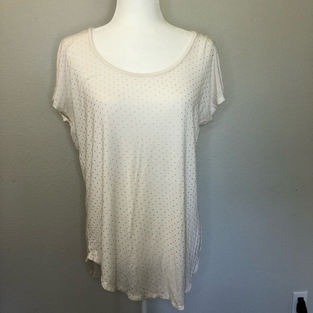 White Tee with Gold Raised Dots